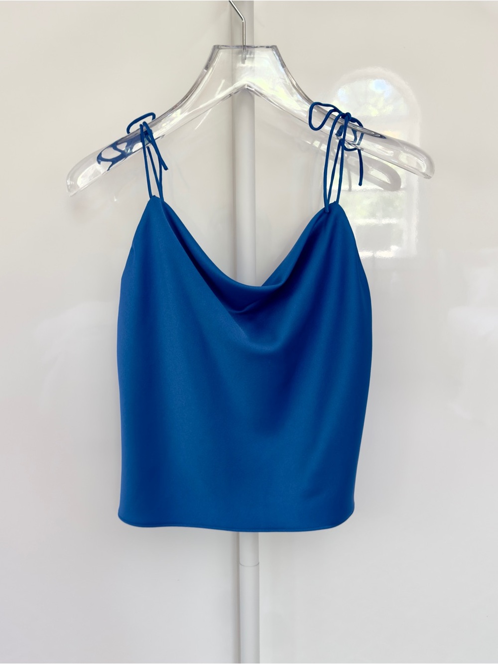 Alice + Olivia Blue Tie Strap Satin Cami Top XS NWT